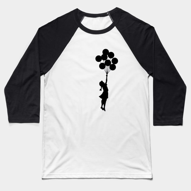 Banksy Girl Floating Away With Balloons Baseball T-Shirt by LANStudios